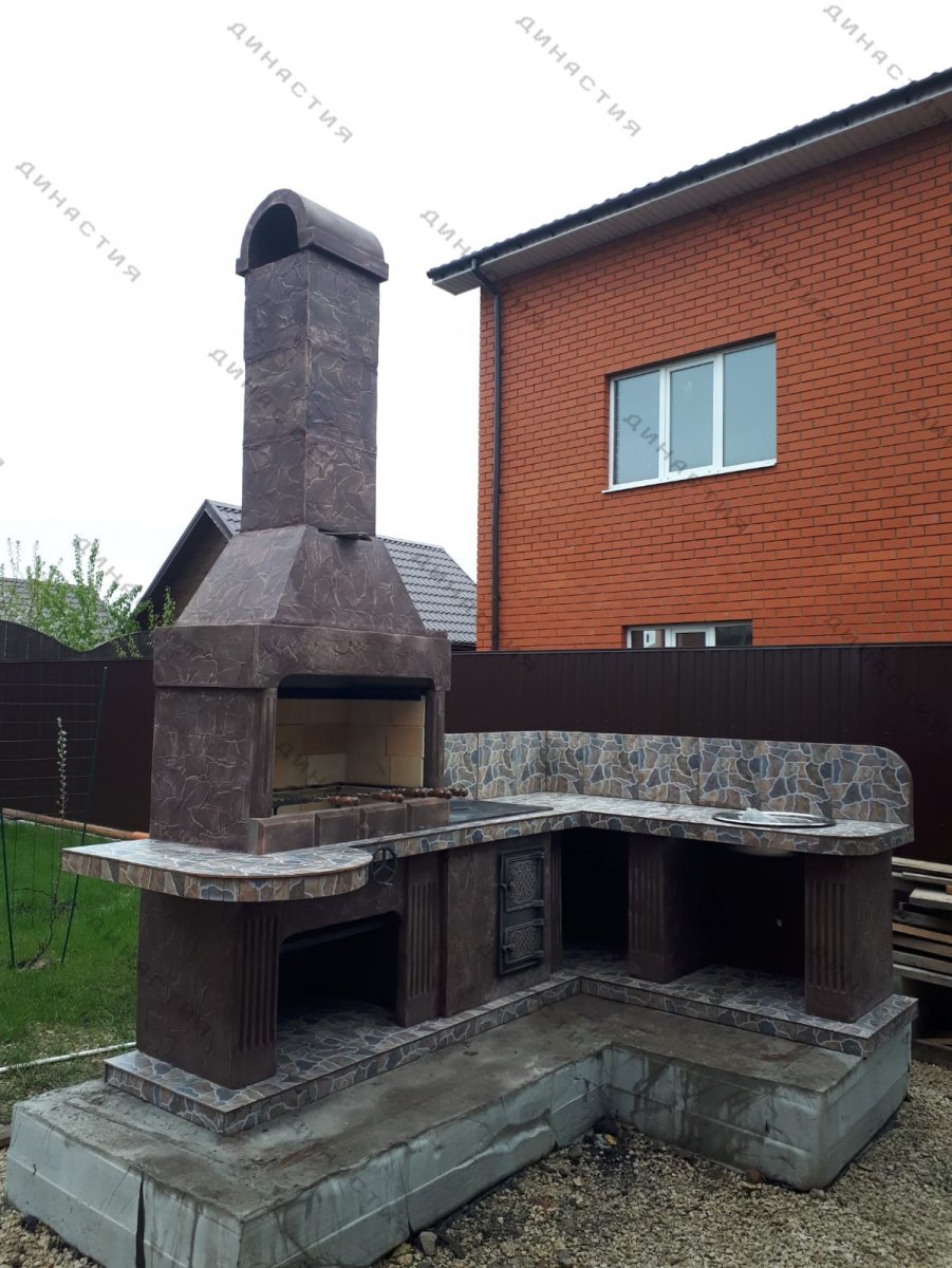 Функциональная угловая печь-барбекю